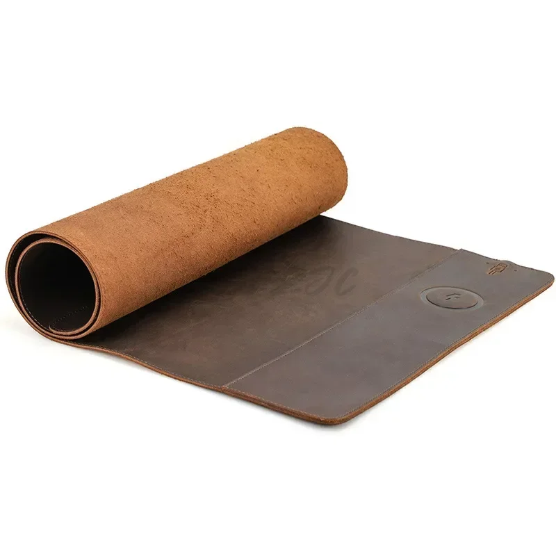 Mouse Charging Pad - Vintage Cowhide Mouse Pad with Super