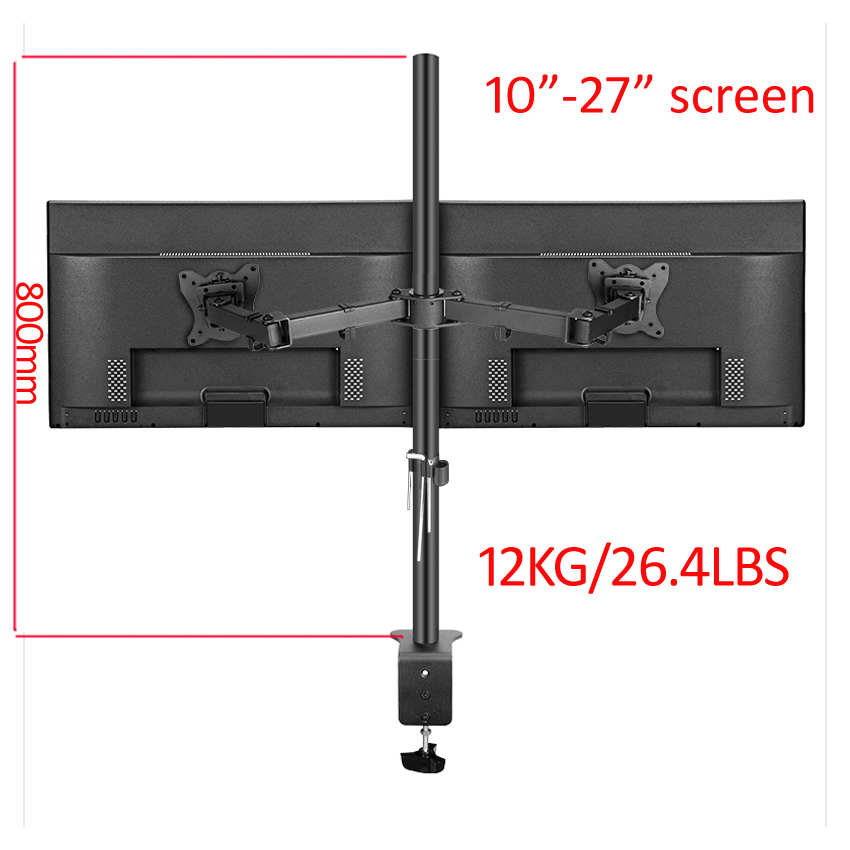 Monitor Arm Single - T902-280 360 Rotate Steel 10'-27' Dual