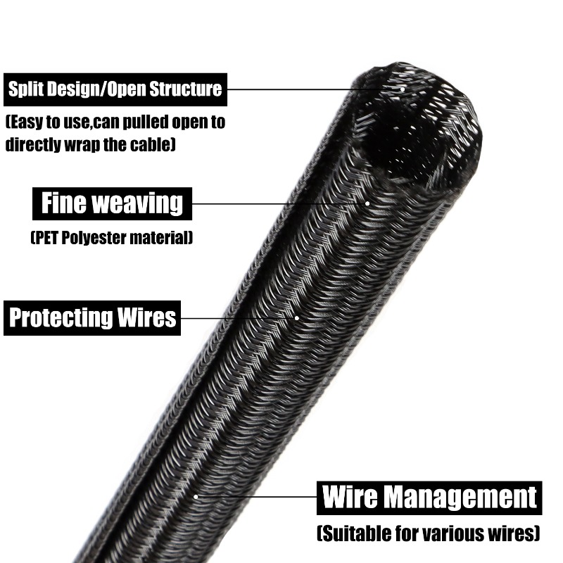 2/10m Black PET Braided Self-C - огляд і ціна Cable Sleeve Neoprene